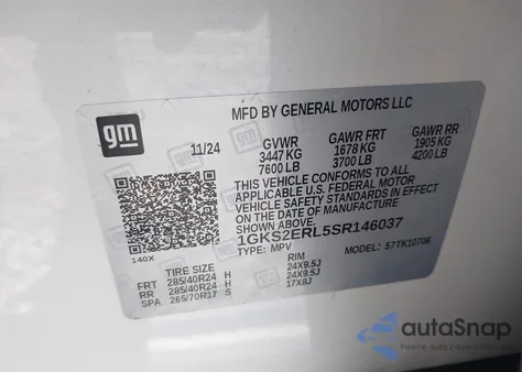 2025 GMC Yukon 4Wd Denali Ultimate из США, поврежденный, VIN 1GKS2ERL5SR146037